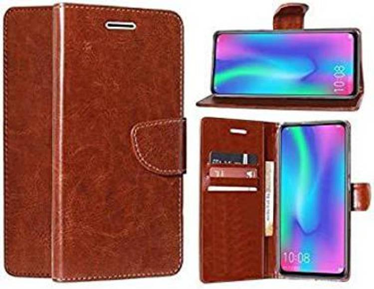 Rasmika Flip Cover for Vivo Y20i Flip Cover , Brown Vintage Flip Cover, Duel Protection, Standing View, Storage Slots