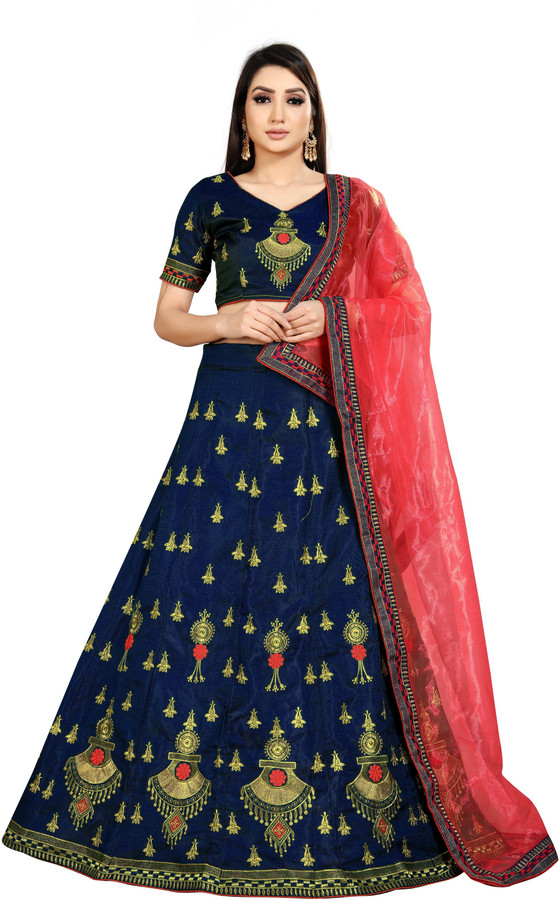 Embroidered Semi Stitched Lehenga Choli 