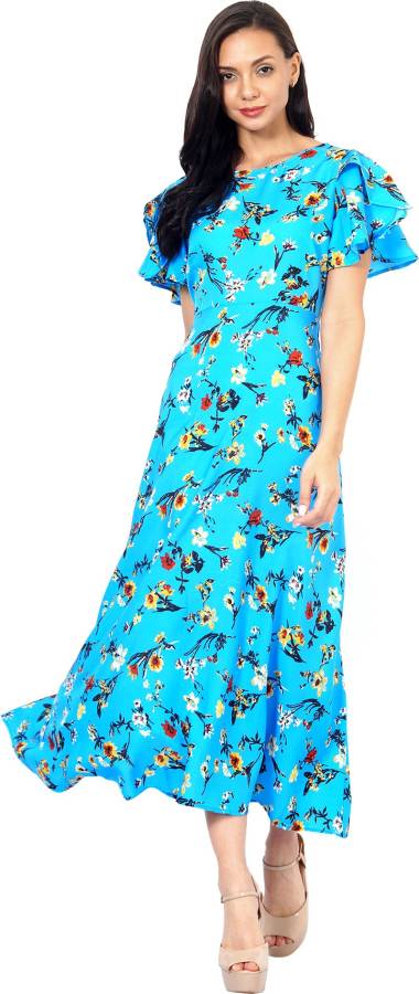 Women Maxi Light Blue Dress Price in India