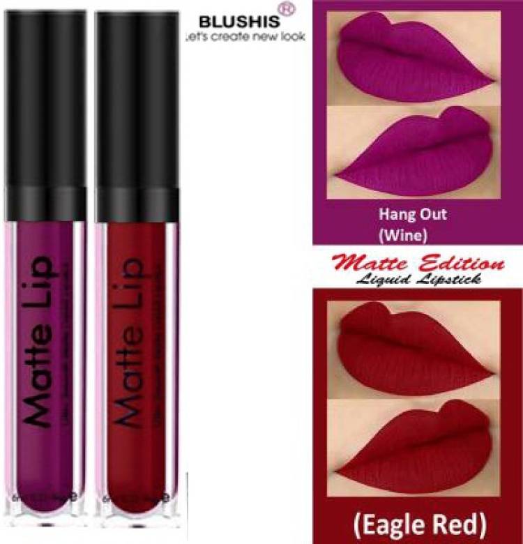 BLUSHIS Matte l-a-k-m-e Liquid Lipstick Non Transfer Combo pack of 2 Price in India