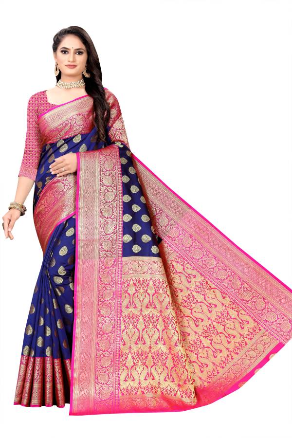 Woven Jamdani Art Silk Saree Price in India