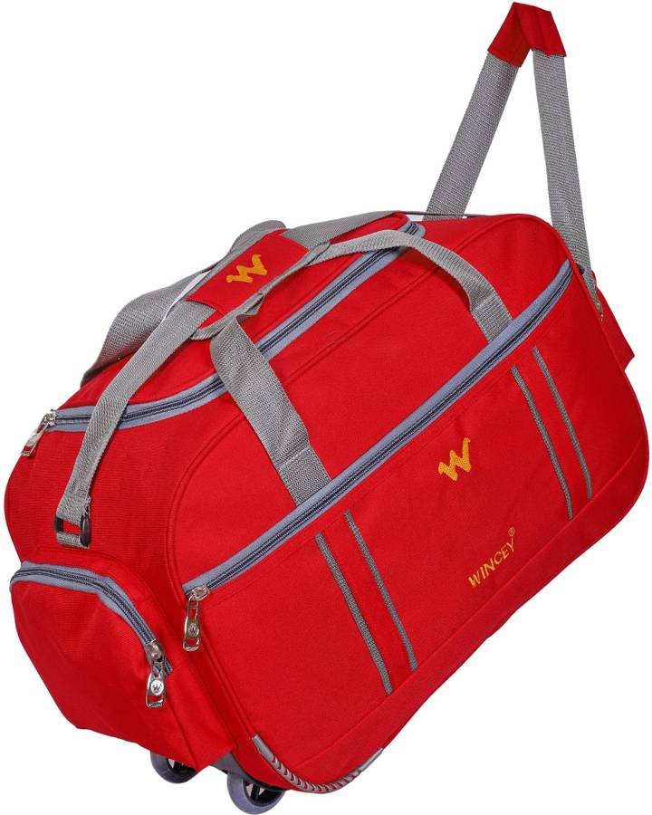 45 L Strolley Duffel Bag - 45 L Strolley Duffel Bag - Polyester Waterproof Luggage Travel Duffel Bag With 2 Wheels - Red - Red - Regular Capacity