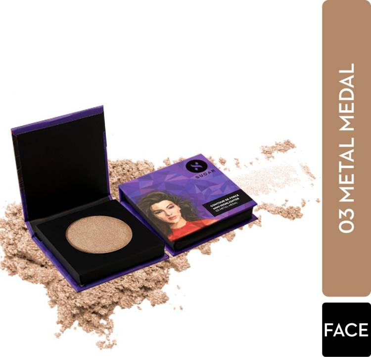 SUGAR Cosmetics Contour De Force Mini Highlighter - 03 Metal Medal (Soft Gold) Highlighter Price in India