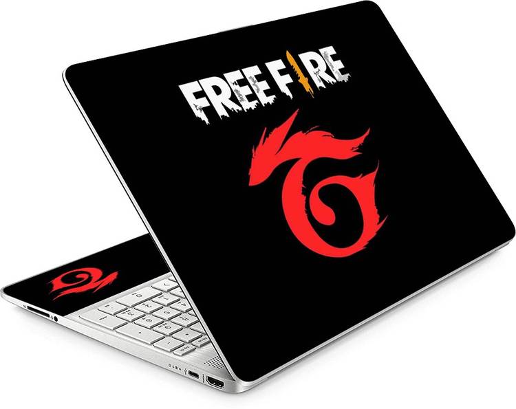 FineArts HD Printed Full Panel Laptop Skin Sticker Vinyl Fits Size Upto 15 inches No Residue, Bubble Free - Free Fire Logo Self Adhesive Vinyl Laptop Decal 15.6