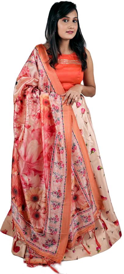 Digital Print, Floral Print Semi Stitched Lehenga Choli Price in India