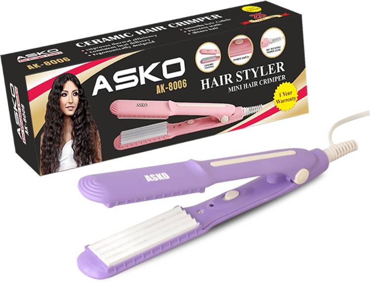 ASKO Professional Hair Crimper Beveled edge for Crimping, Styling and volumizing with Ceramic Technology for gentle and frizz-free Crimping Electric Hair Styler - Ak 8006 Hair Styler Price in India