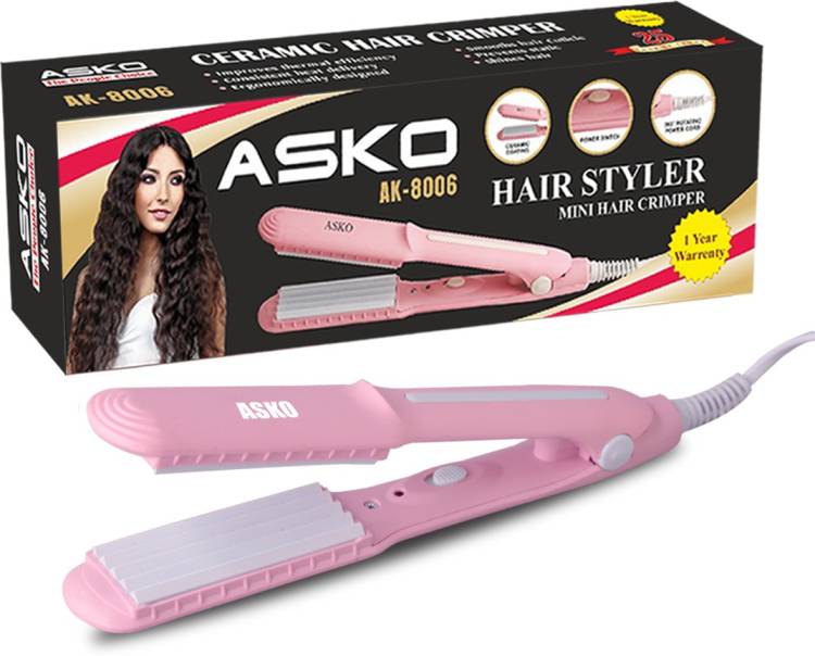 ASKO Professional Hair Crimper Beveled edge for Crimping, Styling and volumizing with Ceramic Technology for gentle and frizz-free Crimping Electric Hair Styler - Ak 8006 Hair Styler Price in India