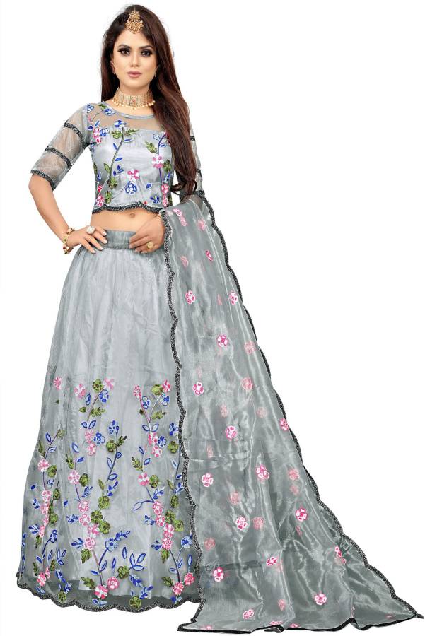 Embroidered Semi Stitched Lehenga Choli Price in India