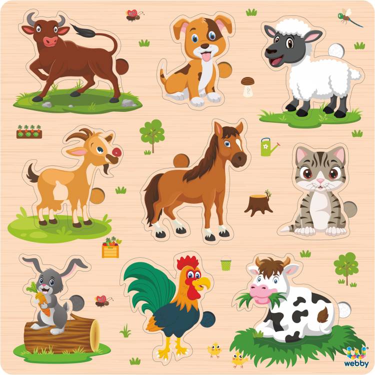 Webby Animals Educational Pre School Wooden Puzzle for 3+ Year Boys and Girls