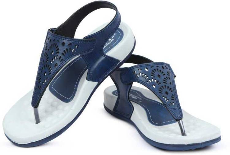 Women Navy, Blue Flats Sandal Price in India