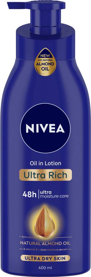 NIVEA Body Lotion for Extremely Dry Skin, Oil in Lotion Ultra Rich, With Natural Almond Oil & Vitamin E