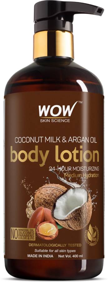 WOW SKIN SCIENCE Coconut Milk and Argan Oil Body Lotion, Medium Hydration - 400 ml Price in India