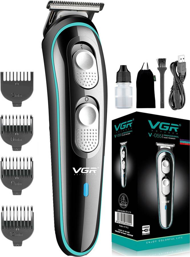 VGR V-055 Original Professional Hair Clipper Waterproof Runtime: 120 min Trimmer for Men