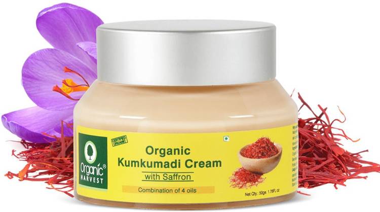 Organic Harvest Kumkumadi Cream with Saffron and a Combination of 4 Oils, for Skin Lightening, Improving Texture, Cream for Women, Ideal for All Skin Type, Paraben & Sulphate Free – 50gm Price in India