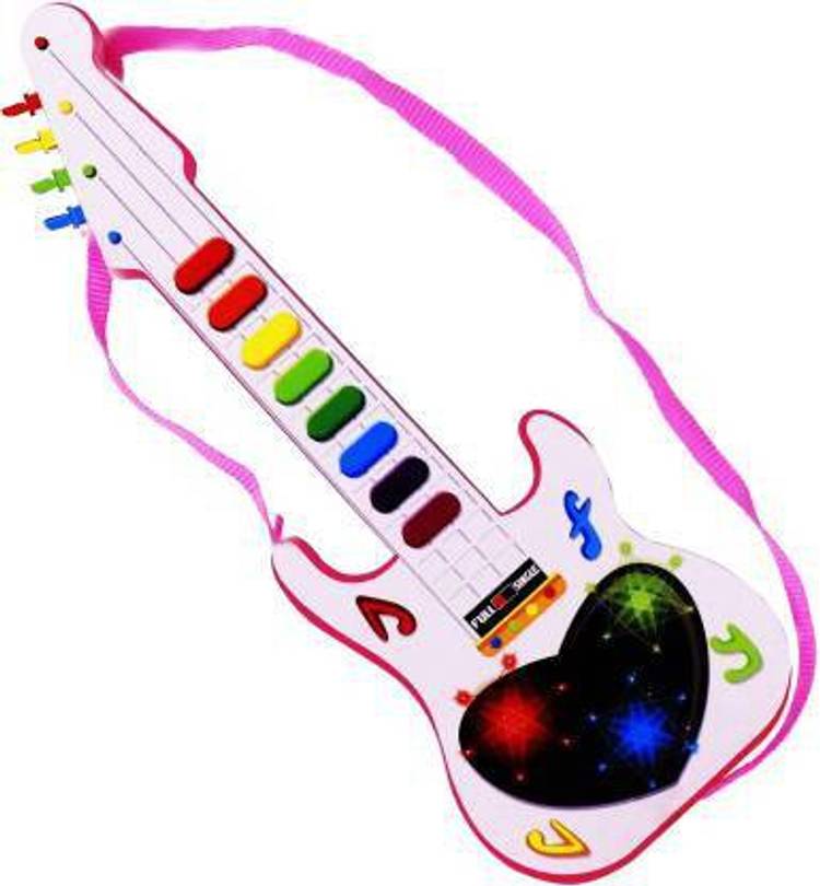 Kmc kidoz Music Mini Guitar Toy With Sound And LED Light | Battery Operated | Musical Instrument | Electric Keyboard | Light Toys | Best Gift For Kids And Toddlers