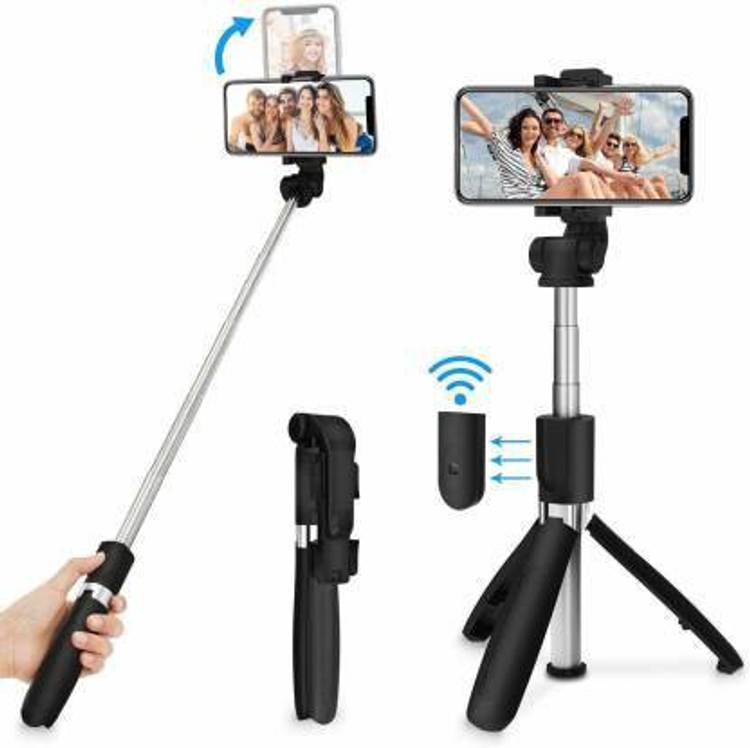 JANROCK Bluetooth Extendable Selfie Sticks with Wireless Remote and Tripod Stand, 3-in-1 Multifunctional Selfie Stick with Tripod Stand Compatible with All Smartphones Tripod