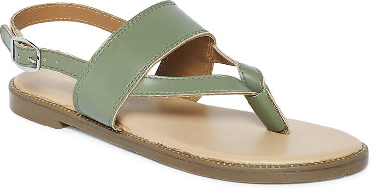 Women Green Flats Sandal Price in India