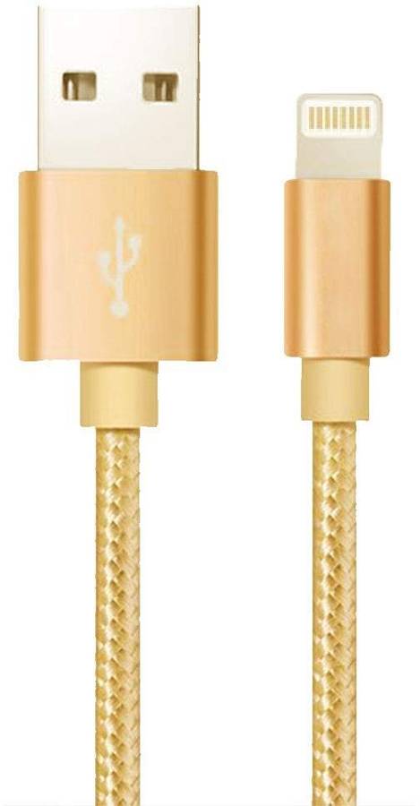 DOGEMOON Nylon Braided Super Strong Fast Charging iOS Data Cable Compatible with -Gold 1 m Lightning Cable