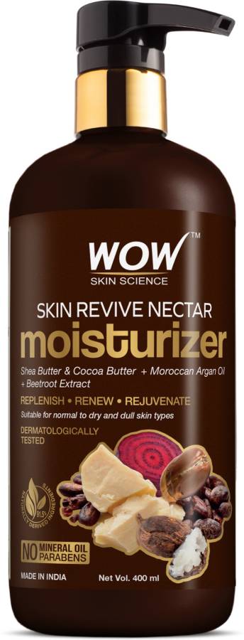 WOW SKIN SCIENCE Skin Revive Nectar Moisturiser - Shea & Cocoa Butters + Moroccan Argan Oil + Beetroot Extract - No Parabens and No Minerals (400 ml) Price in India