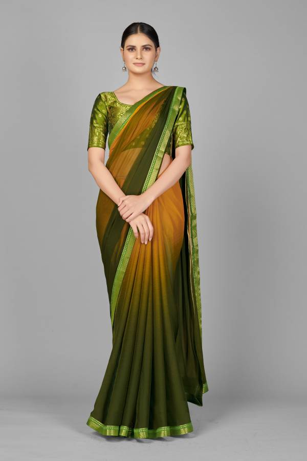 Dyed Fashion Georgette, Chiffon Saree Price in India