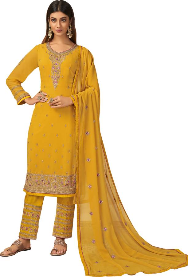 Heavy Georgette Embroidered Salwar Suit Material