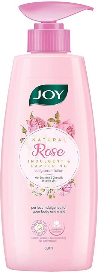 Joy Rose Body Serum Lotion | Moisturizing, Skin Soothing & Hydration With Rose Extract, Geranium & Chamellia Essential Oils | Long-Lasting & Nourishing | Quick Absorbing | Non - Sticky Price in India