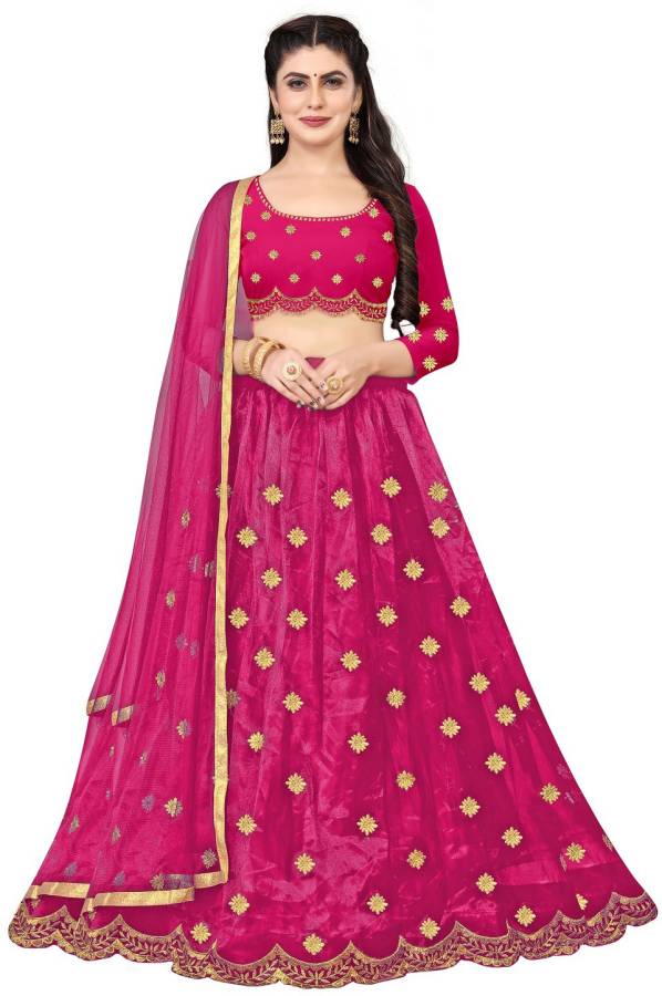 Embroidered Semi Stitched Lehenga Choli Price in India