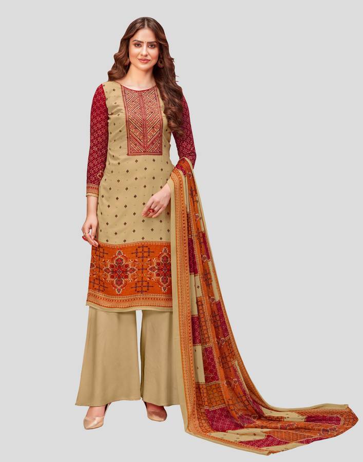 Crepe Embroidered Kurta & Palazzo Material
