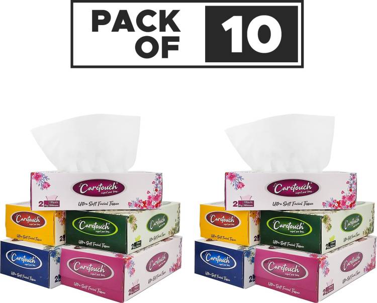 Care Touch 2 Ply Ultra Soft Tissue, Facial Tissue -100 Pulls (Pack of 10 Box ,200 sheets per Box) Price in India
