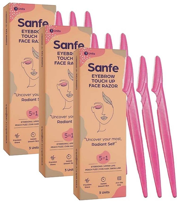 Sanfe Eyebrow touch up Hair Removing Face Razor for women - Pcs of 3 set (Pack of 3)