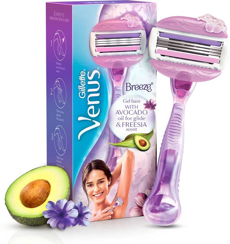 GILLETTE Venus Breeze Hair Removal Razor with Avocado Oils & Body Butter, Freesia Scent for Women
