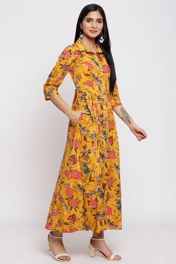 Women Layered Yellow Dress Price in India