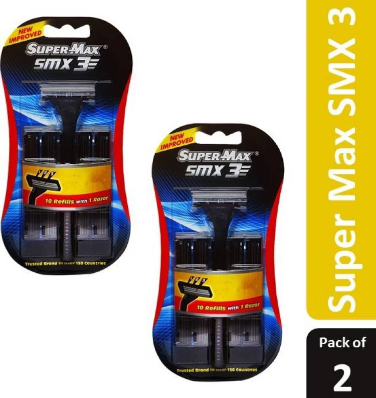 Super Max SMX 3 Razor with 10 Refills (Pack of 2)