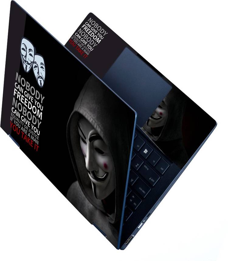 Anweshas Full Panel Laptop Skins Upto 15.6 inch - No Residue, Bubble Free - Removable HD Quality Printed Vinyl/Sticker/Cover for Dell-Lenovo-Acer-HP (red spot face on face hacker anonymous) Stretched Vinyl Laptop Decal 15.6