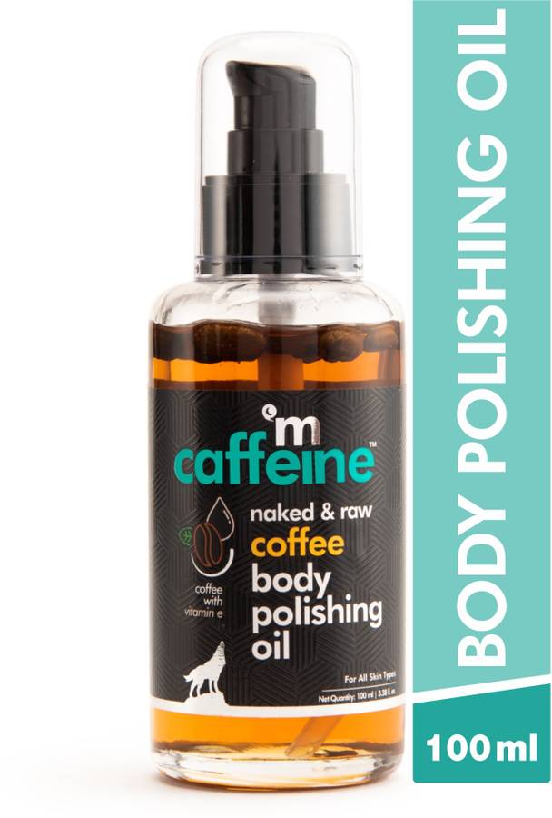 MCaffeine Naked & Raw Coffee Body Polishing Oil | Nourishing | Olive Oil, Vitamin E | All Skin | Mineral Oil Free