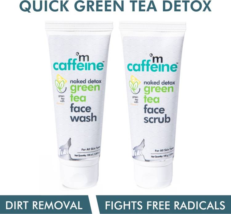 mCaffeine Quick Green Tea Detox Kit | Dirt Removal, Exfoliation | Vitamin C | Face Wash, Face Scrub | Paraben & SLS Free Price in India