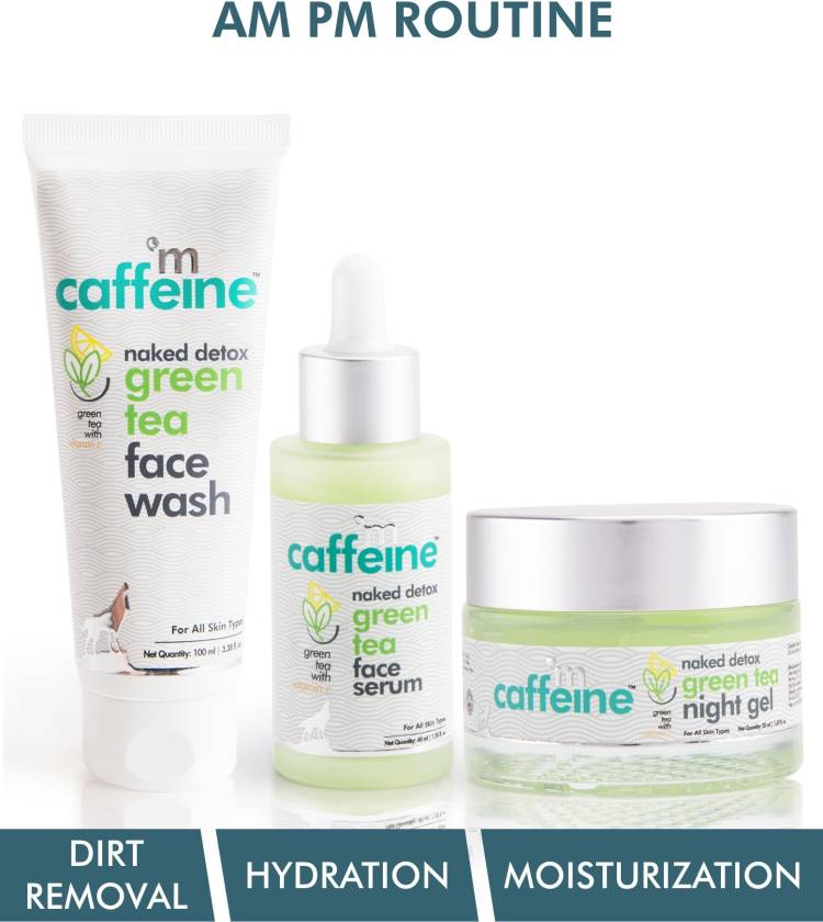 mCaffeine AM PM Routine | Dirt Removal, Hydration, Moisturization | Face Wash, Face Serum, Night Gel | All Skin | Paraben & SLS Free Price in India