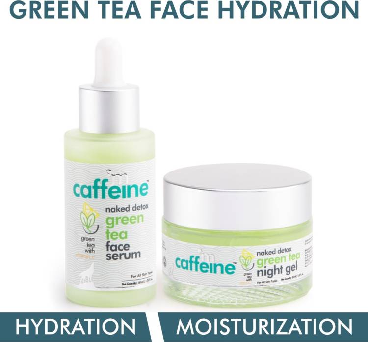 mCaffeine Green Tea Face Hydration Kit for Dull Skin | Face Serum, Night Gel | All Skin | Paraben & Mineral Oil Free Price in India