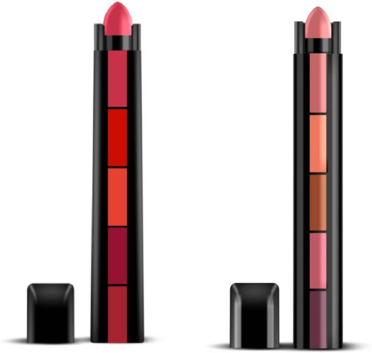 SWIZ HUDA Professional Beauty Combo Of Red Edition + Nude Edition Fab 5 In 1 Creamy Matte Finish Lipstick Price in India