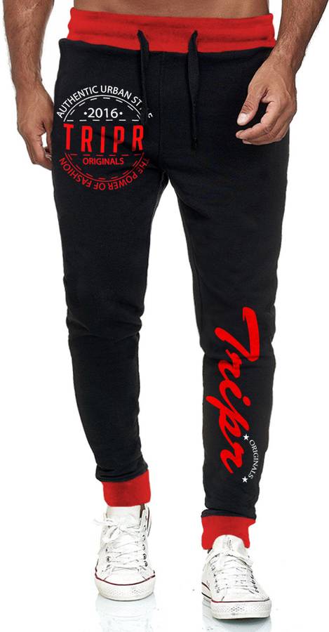 Printed Men Black, Red Track Pants