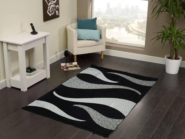 Flipkart SmartBuy Black, Grey Chenille Carpet