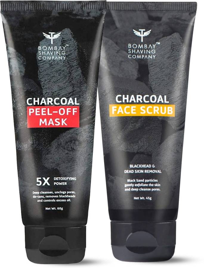 BOMBAY SHAVING COMPANY Charcoal Detoxifying Combo Kit for Men & Women| Charcoal Face Scrub 100g, Charcoal Peel Off Mask 100g Price in India