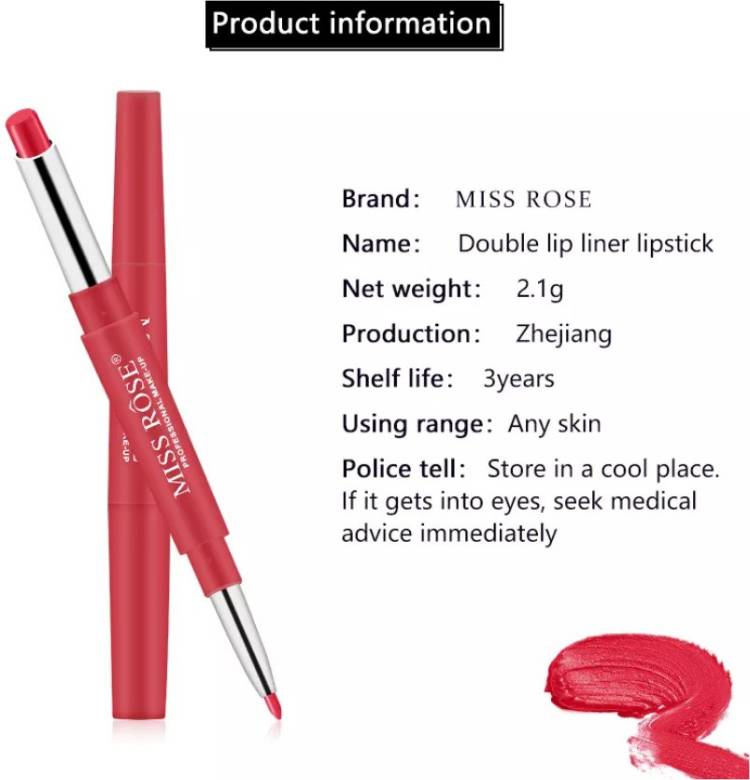 MISS ROSE 2 in 1 Long-lasting Lip Liner Matte Lip Pencil Waterproof Moisturizing Lipsticks (30, Deep Rasberry) Price in India