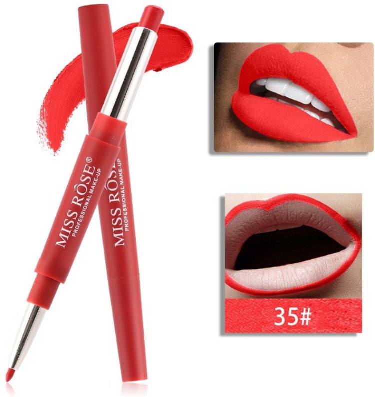 MISS ROSE 2 in 1 Long-lasting Lip Liner Matte Lip Pencil Waterproof Moisturizing Lipsticks (11, Red) Price in India