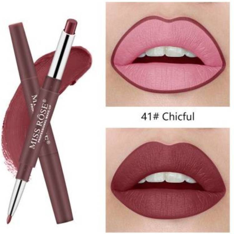 MISS ROSE Double Head Lip Gloss Lip liner Pen Matte Lipstick Wholesale Waterproof Lip Glaze (41, Chicful) Price in India