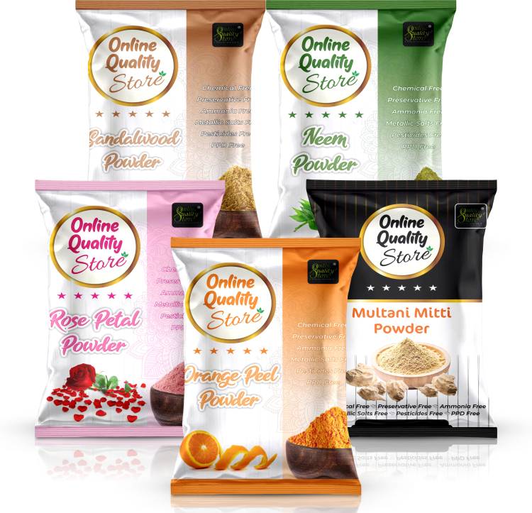 Online Quality Store Multani Mitti(200g) + Chandan Powder(50g) + Orange Peel Powder(50g) + Neem Powder(50g) + Rose Powder(50g) Price in India
