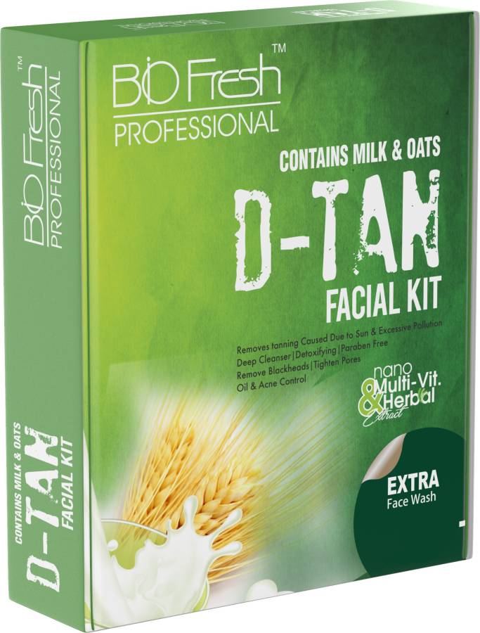 Biofresh Herbal D-Tan Facial Kit For Deep Cleanses, Removes Tan, Skin Lightening & Brightening, Suitable Men and Women For All Skin Type - (Set Of 5) Price in India