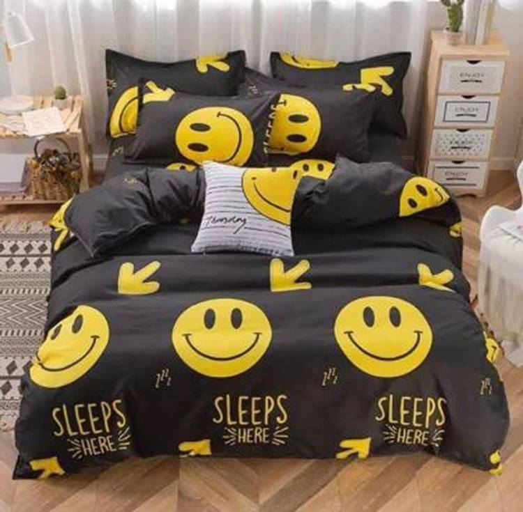 JVB 254 TC Cotton Double King Text Print Bedsheet