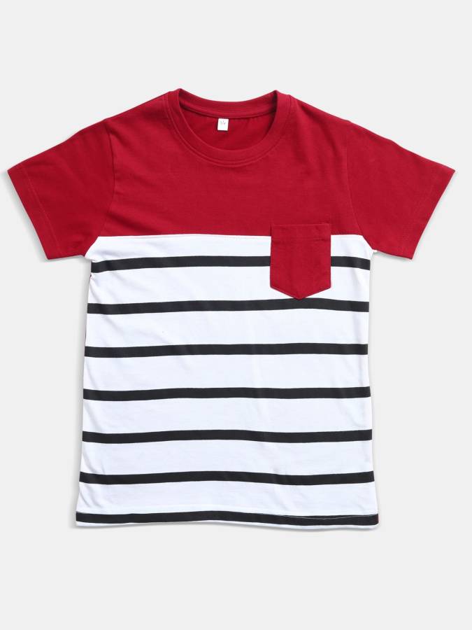 Boys Striped Pure Cotton T Shirt Price in India