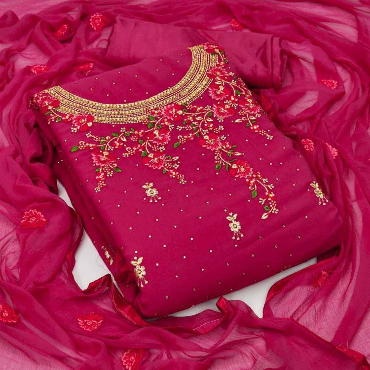 Georgette Embroidered Salwar Suit Material Price in India
